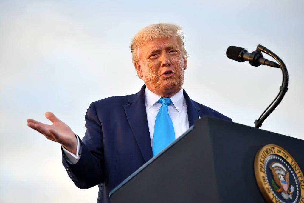 US President Donald Trump speaks during a campaign event at Arnold Palmer Regional Airport in Latrobe, Pennsylvania on Thursday. Photo: AFP