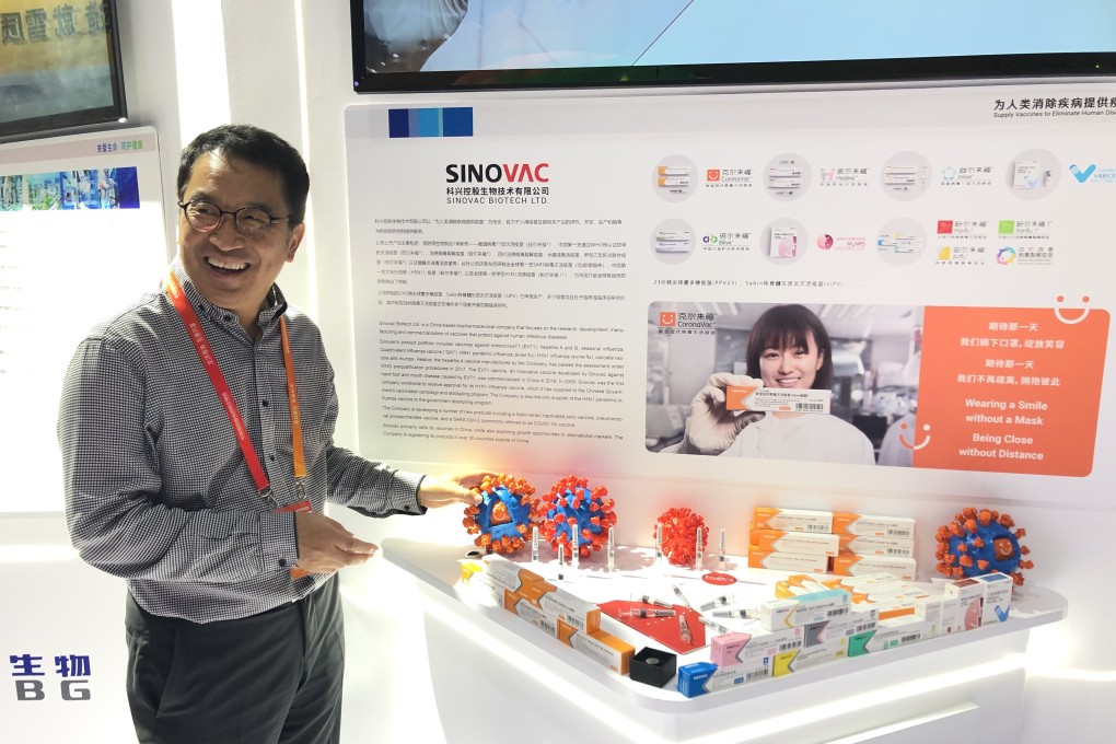 Yin Weidong, chief executive officer of Sinovac, at a trade fair in Beijing. Photo: Handout