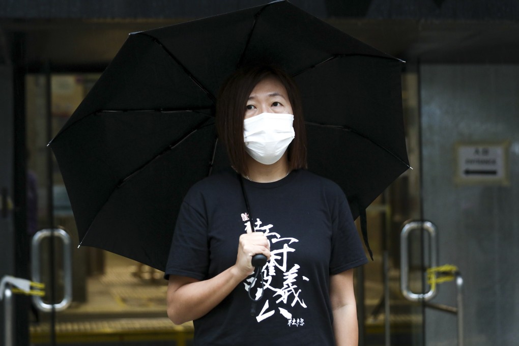 Social worker Jackie Chen outside the District Court in Wan Chai. Photo: Xiaomei Chen