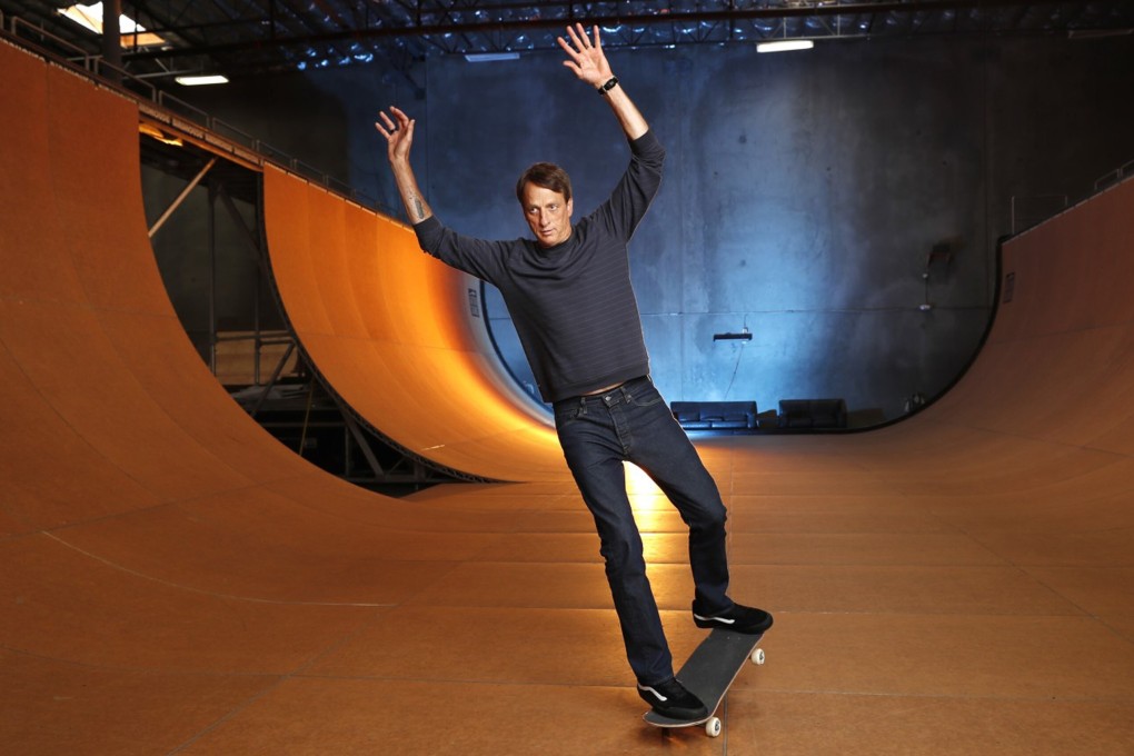Skateboarding legend Tony Hawk stands on his ramp at his warehouse in Vista, California, the US. “Tony Hawk’s Pro Skater 1 + 2”, a remastering of the series’ first two titles, was released on September 4. Photo: TNS