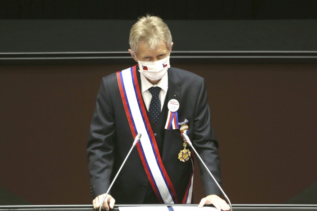 The Czech senate president Milos Vystrcil delivers a speech at the Legislative Yuan in Taipei, Taiwan, on September 1, 2020. Photo: AP