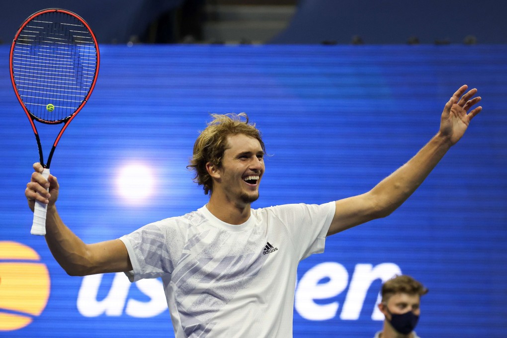 Alexander Zverev of Germany celebrates winning match point during his men's singles semi-final match against Pablo Carreno Busta at the 2020 US Open. Photo: AFP