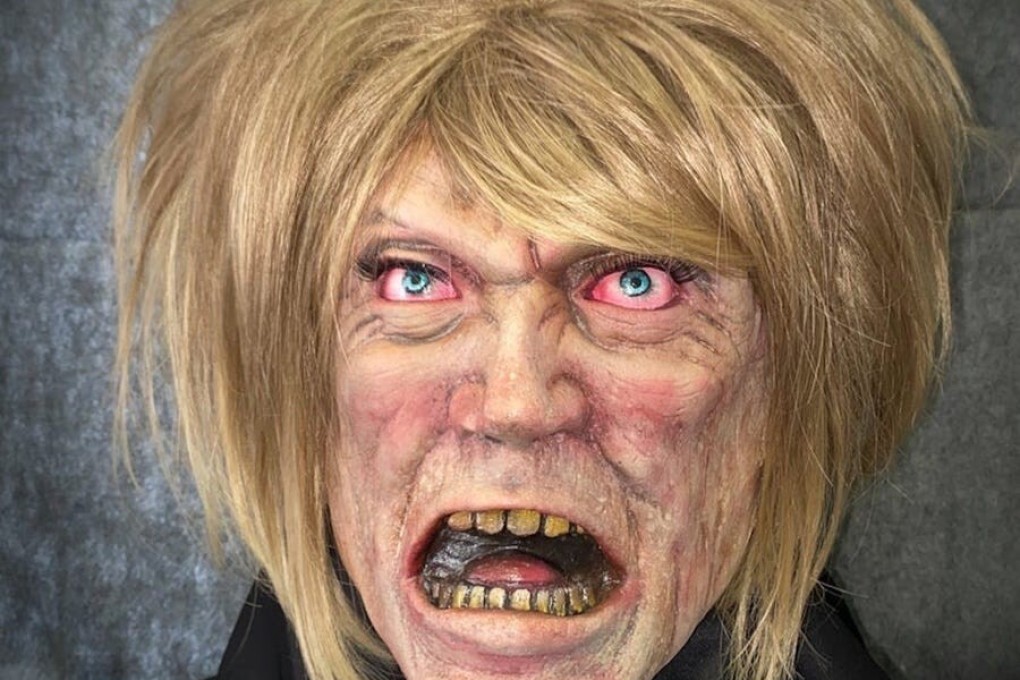 This Karen mask features a face twisted into an angry expression, complete with bulging red eyes and the inescapable blonde wig. Photo: Instagram