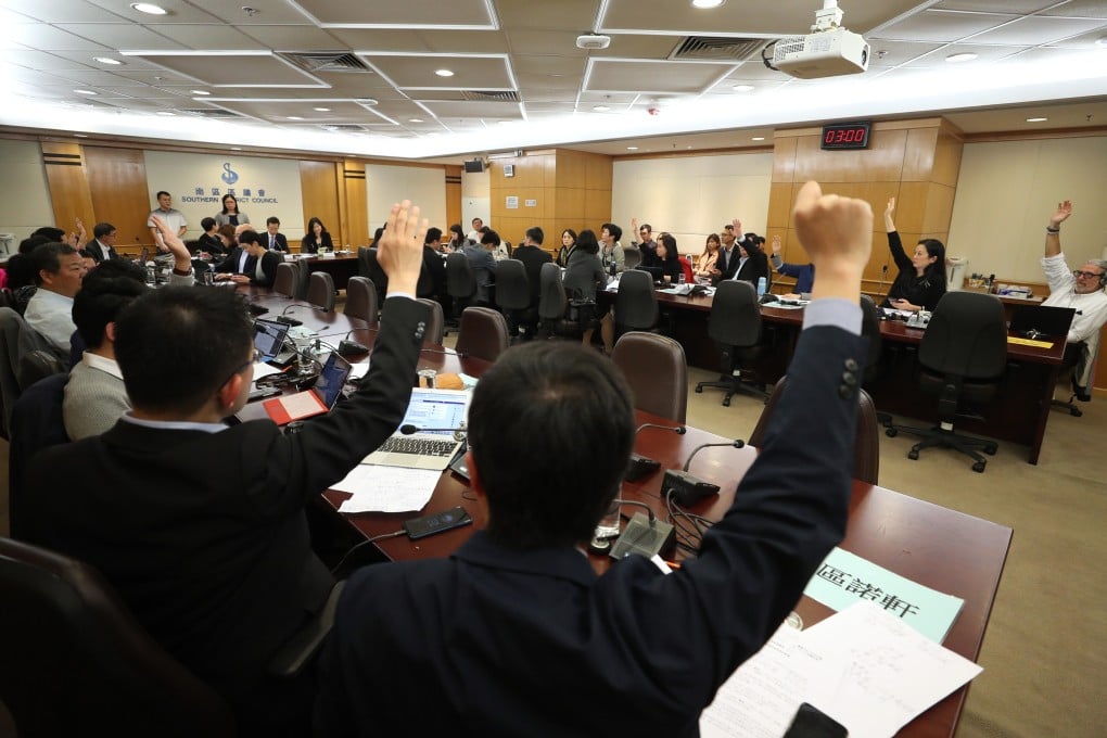 A meeting last year of the Southern District Council, which has since become embroiled in a power row. Photo: Winson Wong
