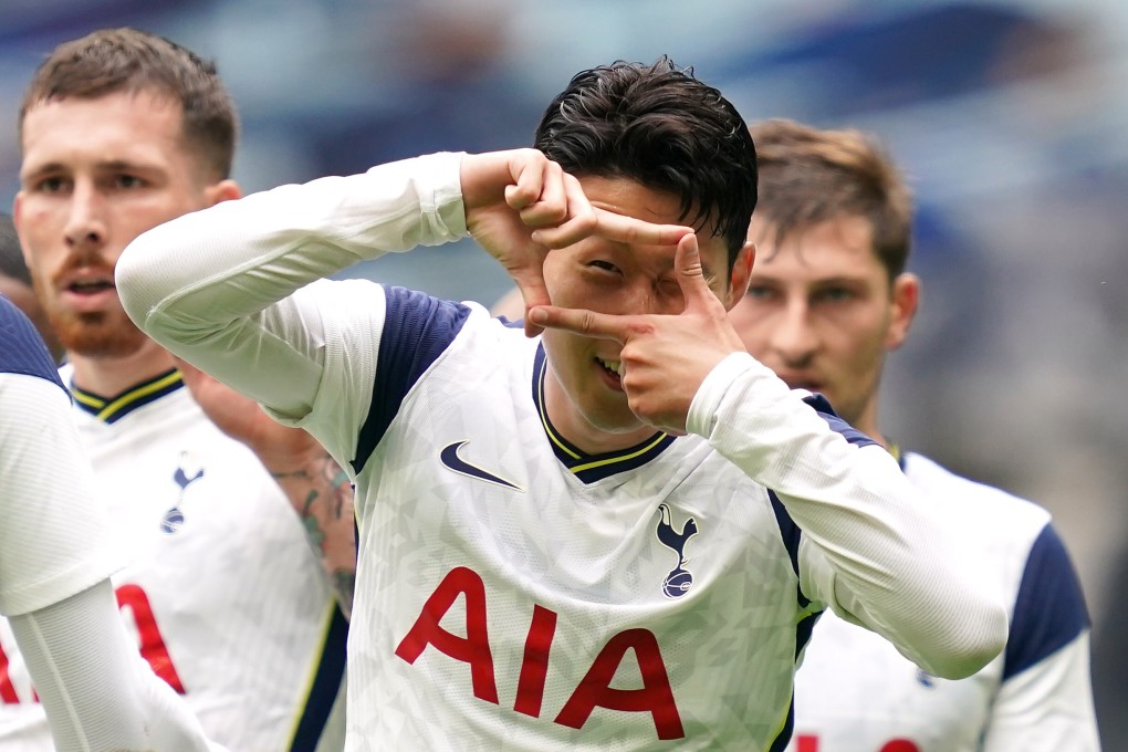 Son Heung-min celebrates scoring Spurs’ third goal during the preseason friendly against Reading. Photo: DPA