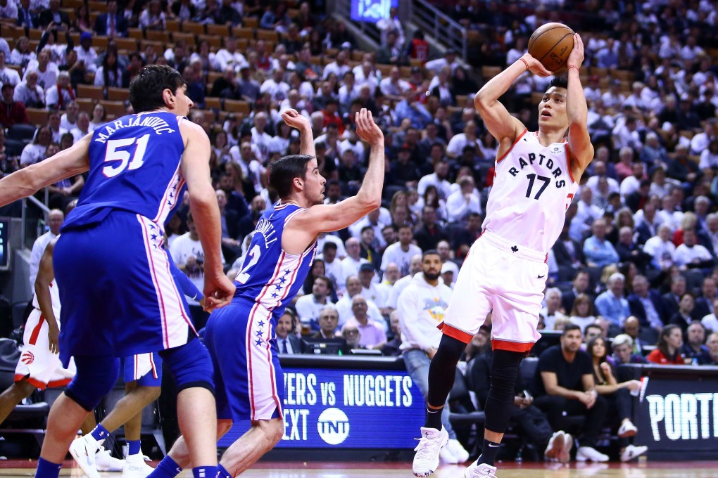 Jeremy Lin shoots for the Toronto Raptors against the Philadelphia 76ers in the 2019 NBA Play-offs. Photo: AFP