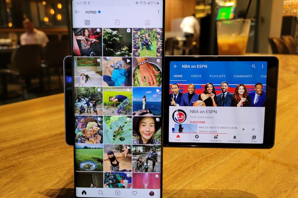 A push in the right direction turns the LG Wing into a dual screen, T-shaped smartphone that can run multiple apps at the same time. Photo: Ben Sin