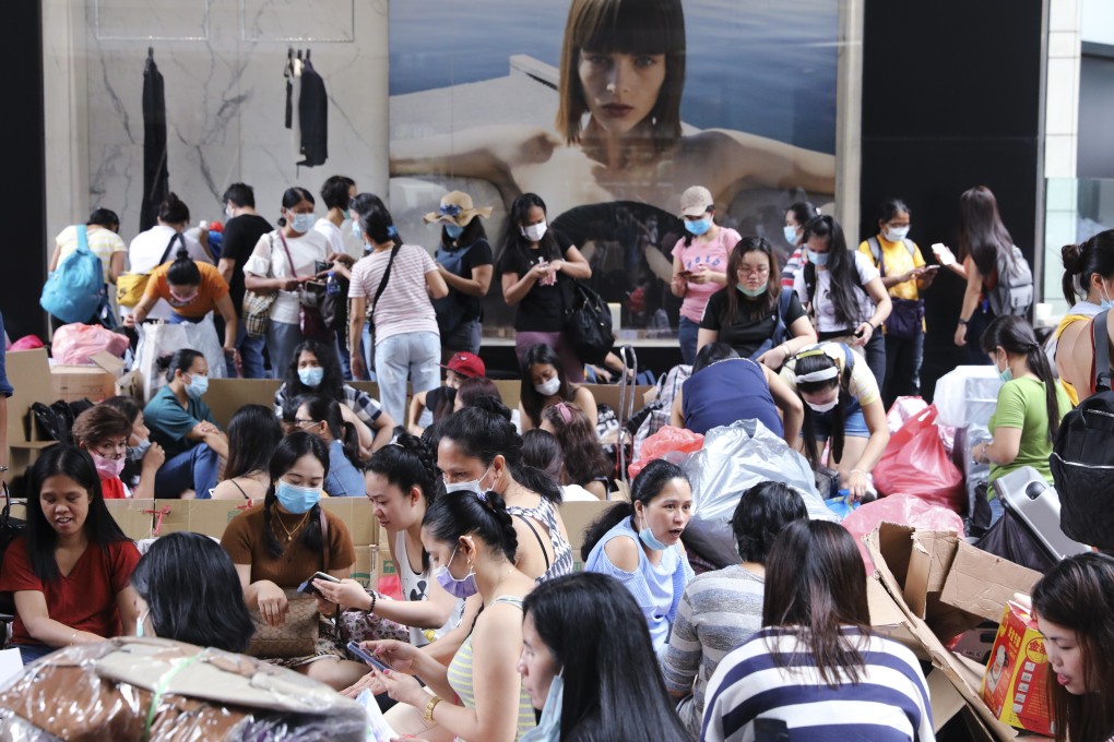 Domestic workers gather in Central on Sunday June 14. Photo: May Tse
