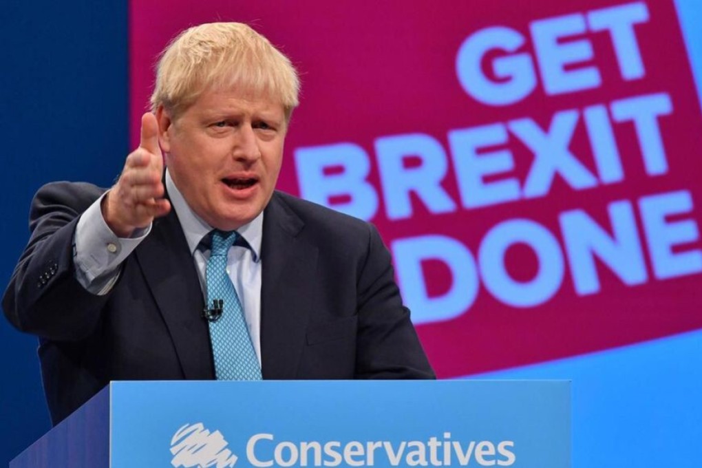 British Prime Minister Boris Johnson delivers his keynote speech to delegates on the final day of the annual Conservative Party conference in Manchester on October 2. Photo: AFP