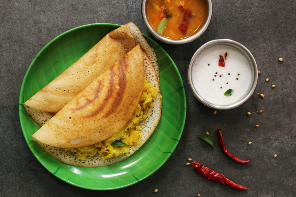 The dosa is a South Indian speciality, a thin crispy pancake with a spiced filling, usually eaten for breakfast. Photo: Shutterstock