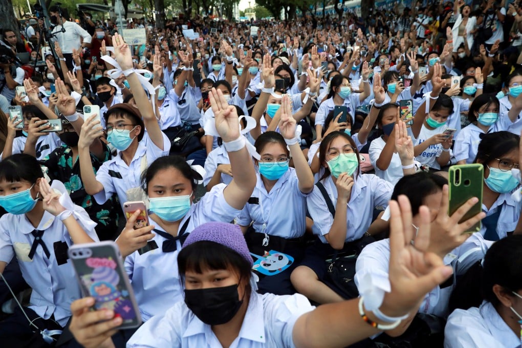 Anti-government protesters and students demand the resignation of the Prayuth Chan-ocha administration at a September 5 rally. Photo: Reuters