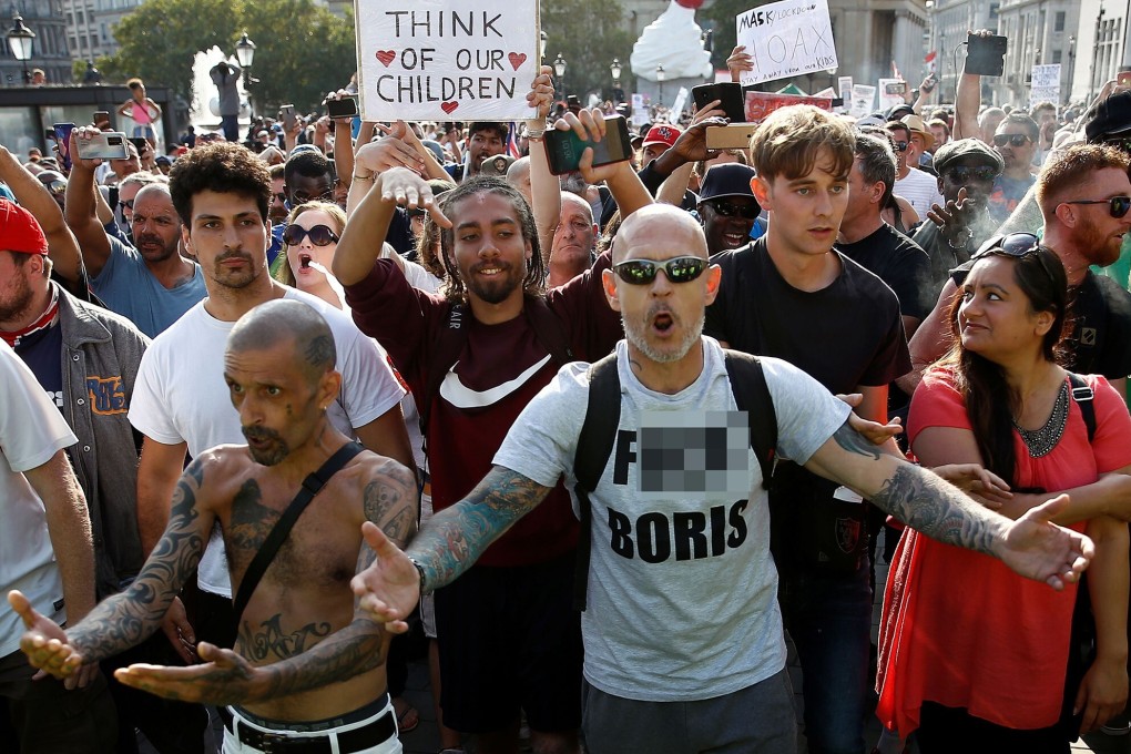 People gather in Trafalgar Square in London to protest against the new lockdown imposed by the UK government. Photo: Reuters