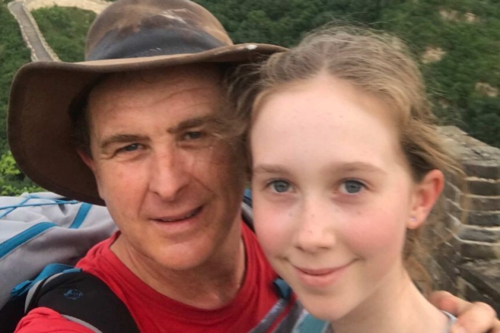 Matthew Carney, head of the ABC’s China bureau from 2016 to 2018, with his daughter Yasmine, who was 14 at the time. They were pressured into confessing to a visa violation. Photo: Handout