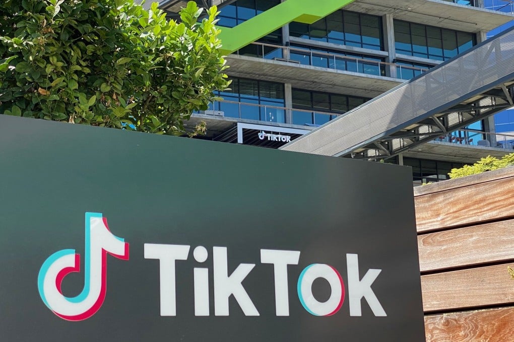 The logo of Chinese video app TikTok is seen on the side of the company's new office space at the C3 campus in Culver City, Los Angeles. Photo: AFP