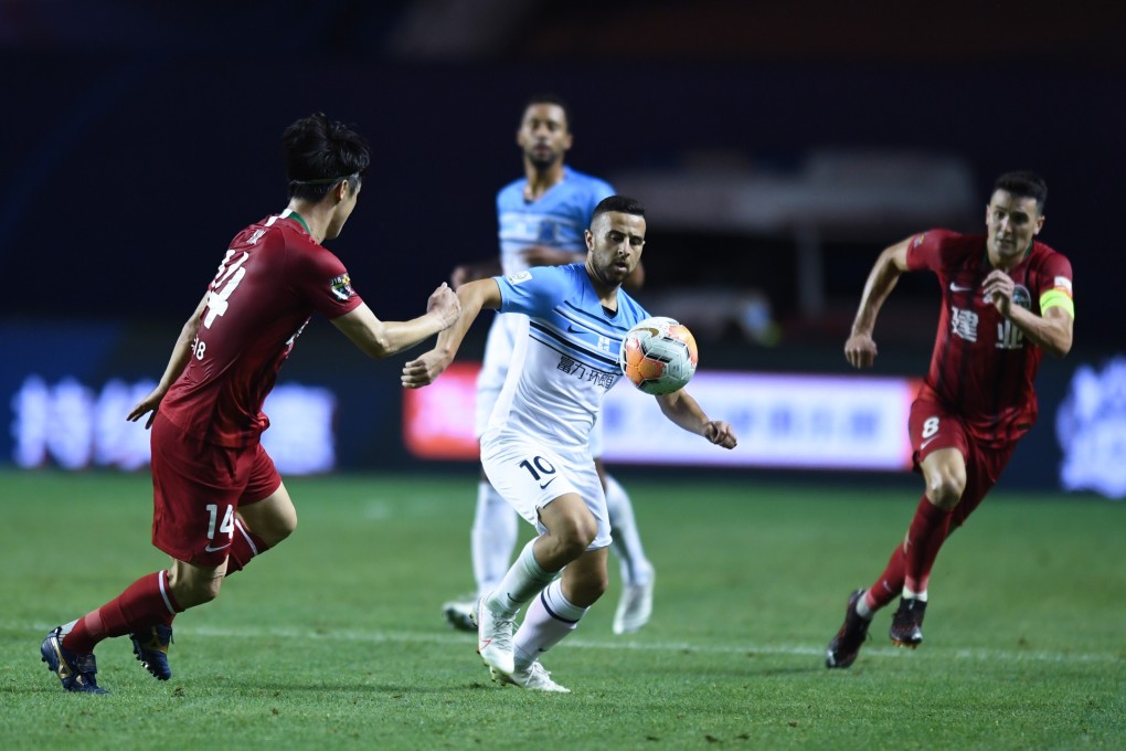 Dia Saba in action against Henan Jianye in the 2020 CSL season in Dalian. Photo: Xinhua