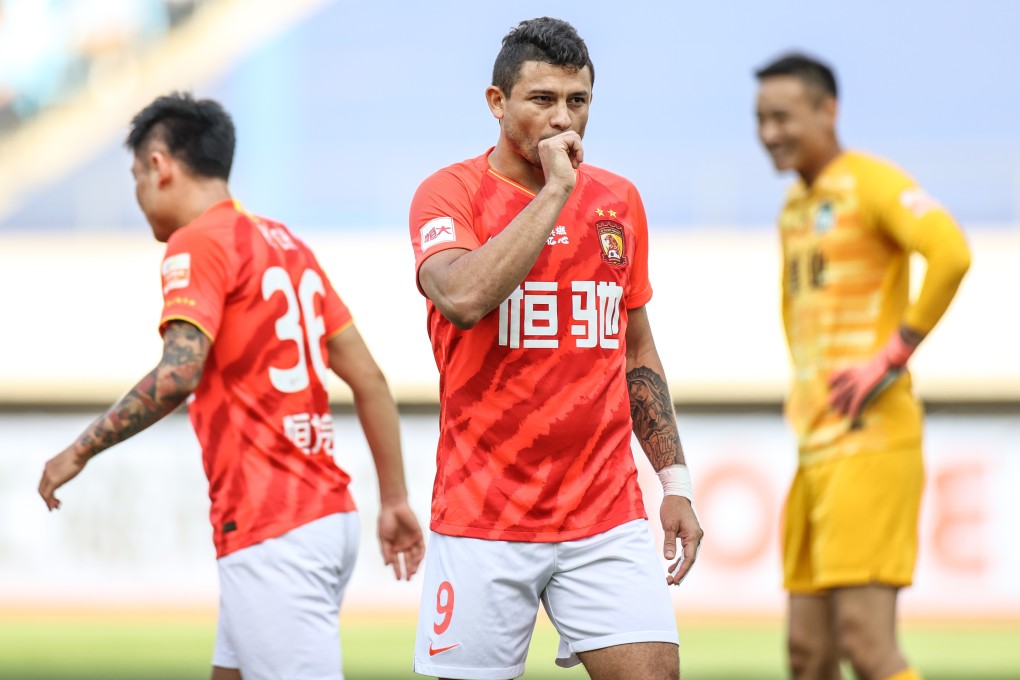 Elkeson of Guangzhou Evergrande celebrates scoring during the win over Henan Jianye. Photo: Xinhua