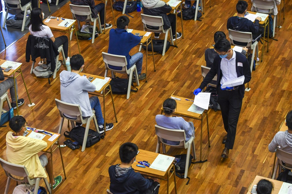 Students sit for the Diploma of Secondary Education at Munsang College in Kowloon City. Photo: Handout