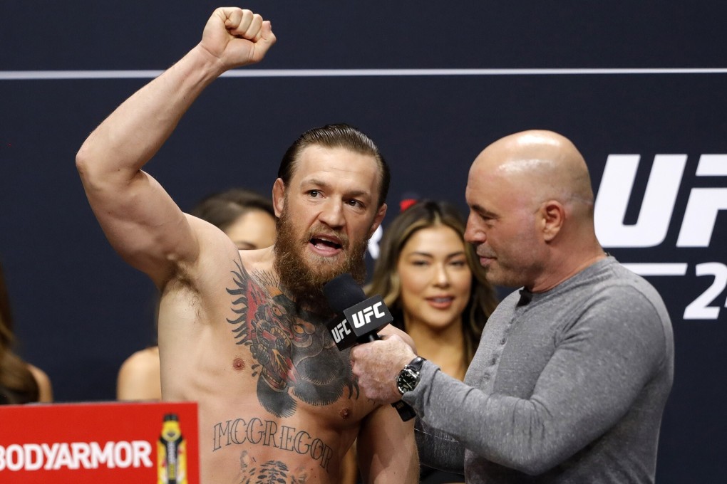 UFC fighter Conor McGregor is interviewed by Joe Rogan during the weigh-in for UFC 246 at the Park MGM in Las Vegas, the US. Rogan is the world’s highest-paid podcaster after signing a deal with Spotify worth up to US$100 million. Photo: TNS