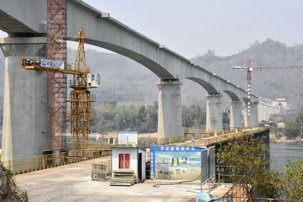A bridge that is part of the China-Laos railway under construction over the Mekong River in the suburbs of Luang Prabang. Photo: Getty Images
