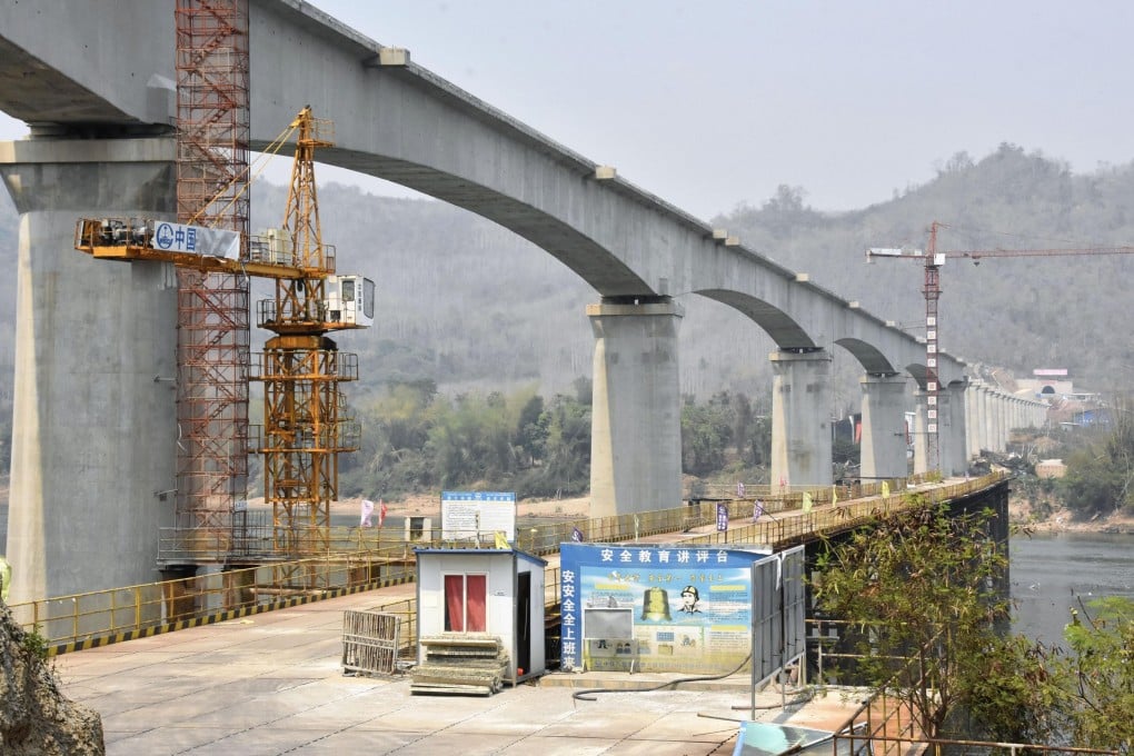 A bridge that is part of the China-Laos railway under construction over the Mekong River in the suburbs of Luang Prabang. Photo: Getty Images