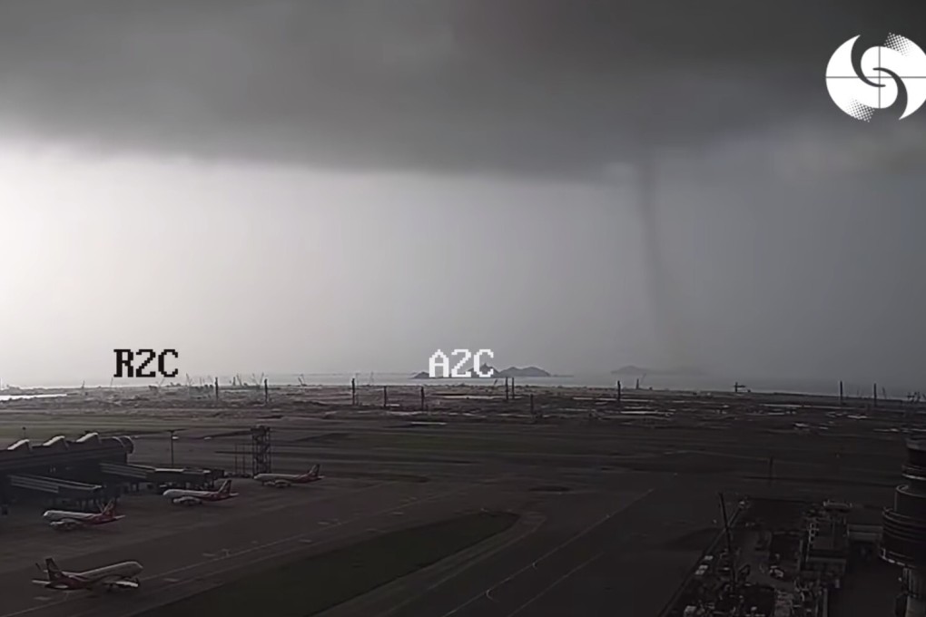 A small tornado that lasted for about 20 minutes was spotted at Hong Kong International Airport on Friday. Photo: Handout