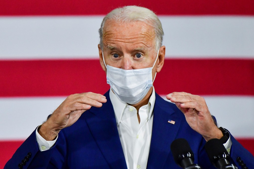 Democratic US presidential nominee Joe Biden makes a campaign speech at the Wisconsin Aluminium Foundry in Manitowoc, Wisconsin, on Monday. Photo: Reuters