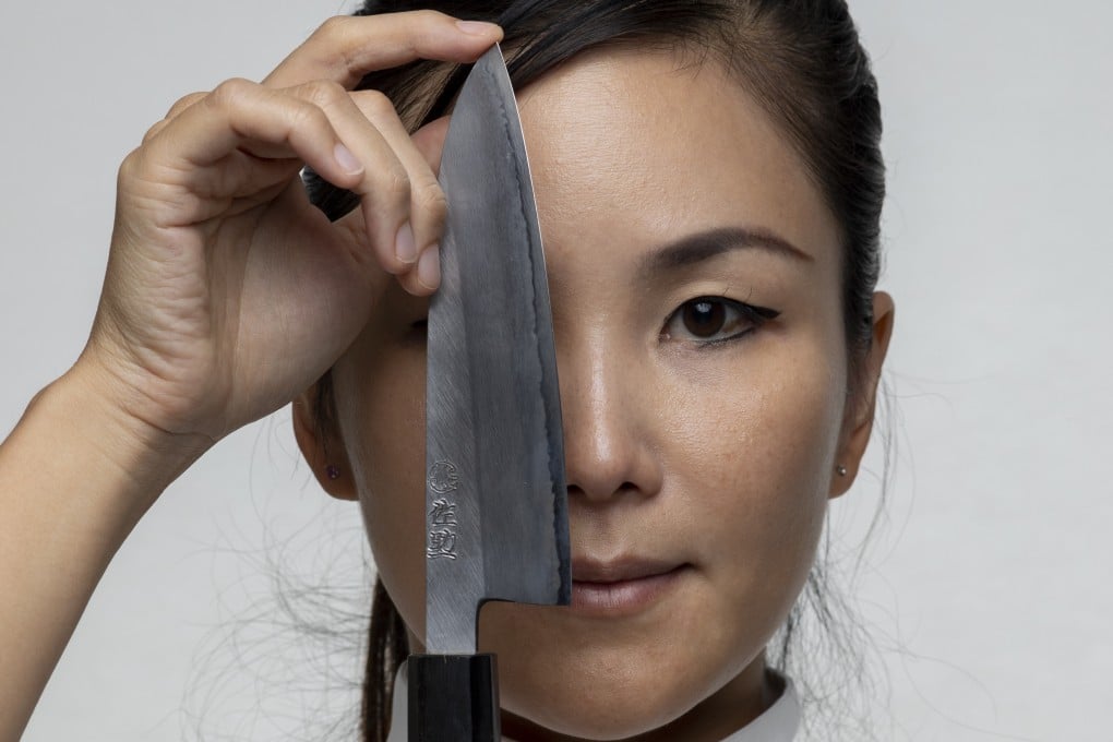 Chef Vicky Lau, of the one-Michelin-star Tate Dining Room, with her Sasuke knife. Photo: Antony Dickson
