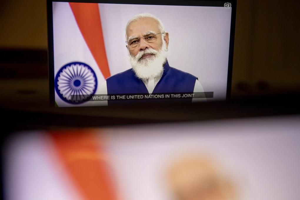 Narendra Modi, India's prime minister, addresses the United Nations General Assembly. Photo: Bloomberg