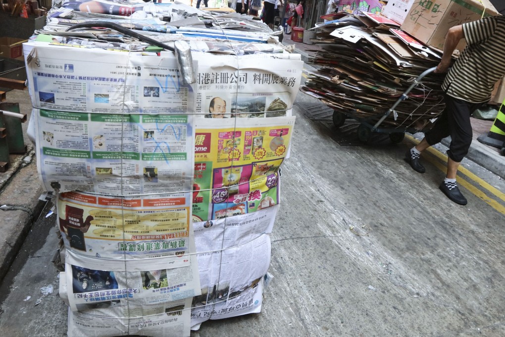 Waste paper and cardboard being collected in Wan Chai. Photo: Felix Wong