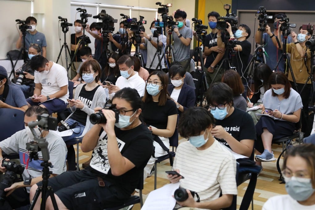 Media members attend a Hong Kong Journalists Association press conference in Wan Chai on September 24. Audiences have been more reliant than ever on professional journalists and newsrooms amid the Covid-19 pandemic and the proliferation of fake news. Photo: Nora Tam