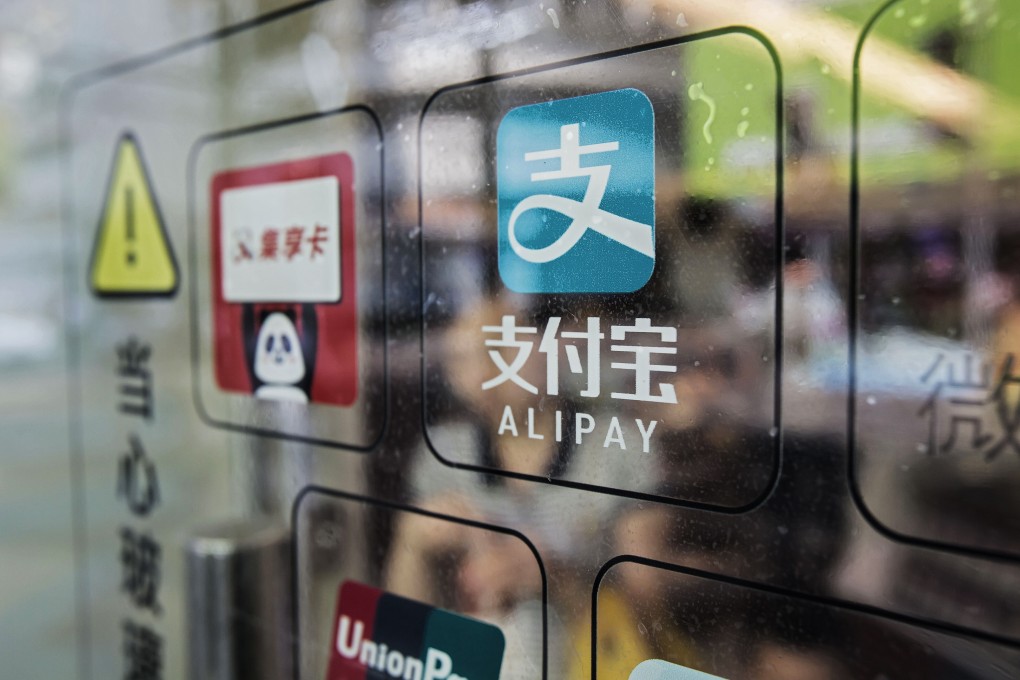 Signage for Alipay, China’s largest mobile payment app operated by Ant Group. Photo: Bloomberg