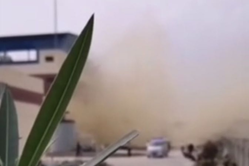Video footage taken by witnesses shows yellow smoke coming out of the plant after the blast. Photo: Weibo