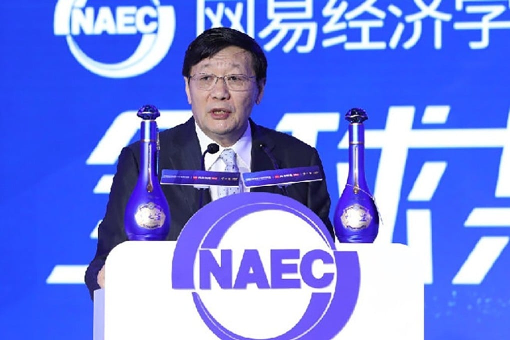 Former Chinese finance minister Lou Jiwei speaks at the recent 2020 NetEase Annual Economist Conference. Photo: Weibo