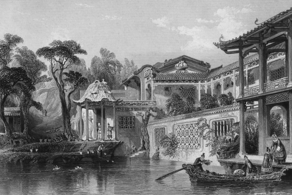 An engraving of a Chinese merchant’s house in Canton, circa 1845. Photo: Getty Images
