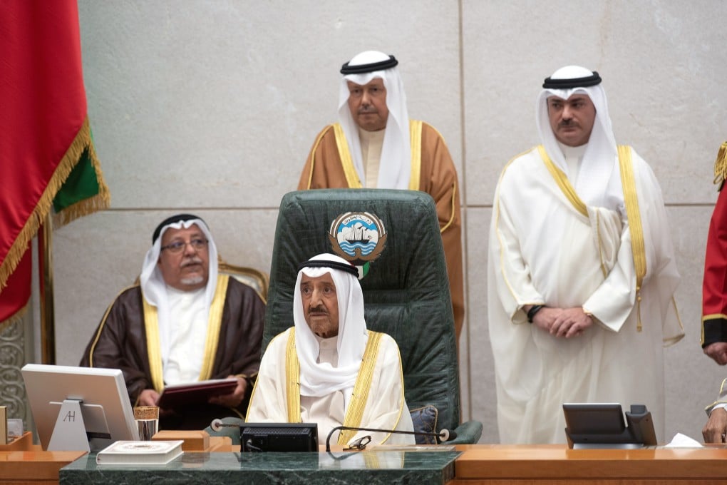 Kuwait’s Emir Sheikh Sabah al-Ahmad al-Sabah sits during opening of parliament session in Kuwait City in 2019. Photo: Reuters