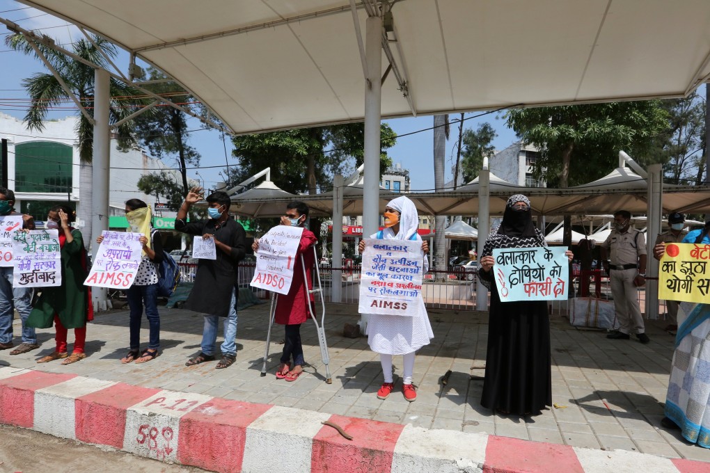 Indian activists protest against an alleged gang rape of a 19-year-old Dalit woman in Bhopal. Photo: EPA