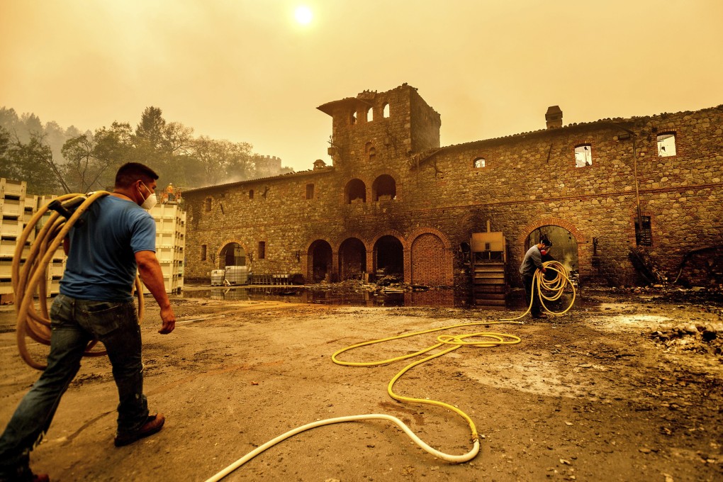 Winery Castello di Amorosa was damaged in the Glass Fire that has devastated tourist spots in the Napa Valley in California. Photo: Noah Berger