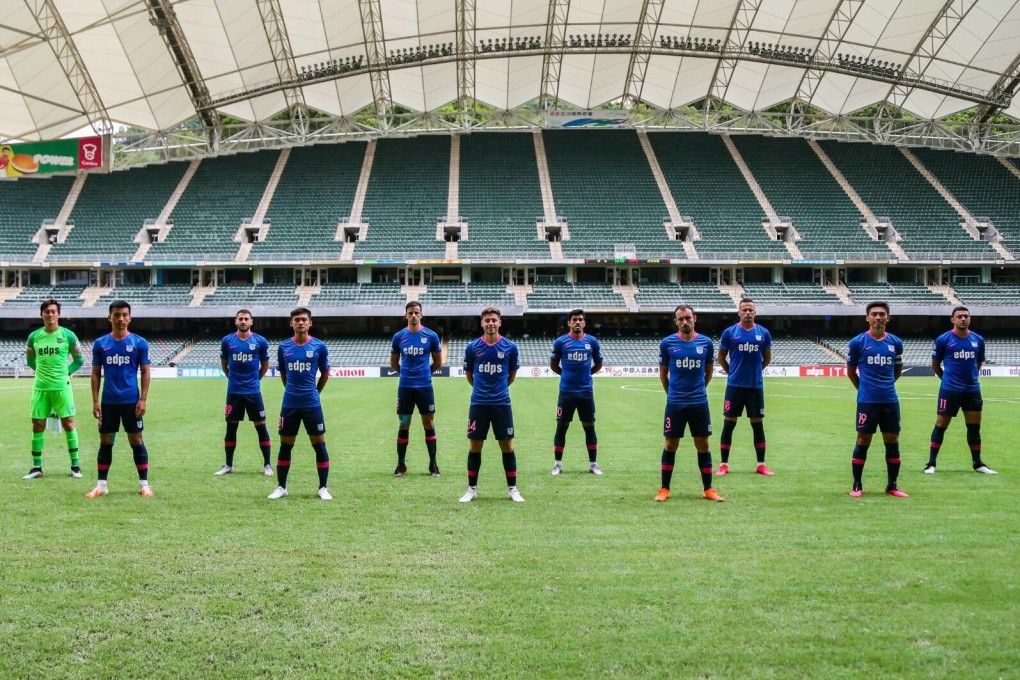 Hong Kong Premier League leaders Kitchee line up ahead of their meeting with Southern at Hong Kong Stadium. Photo: HKFA
