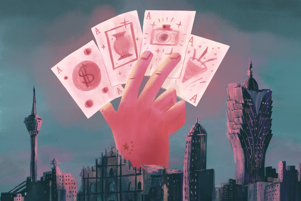 While analysts and industry observers agree on Macau’s need to diversify its economy from gaming, they say the city has to find a financial niche for itself. Illustration: Brian Wang
