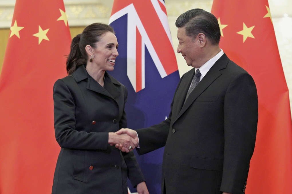 Chinese President Xi Jinping and New Zealand Prime Minister Jacinda Ardern in Beijing in April last year. 2019. Photo: EPA