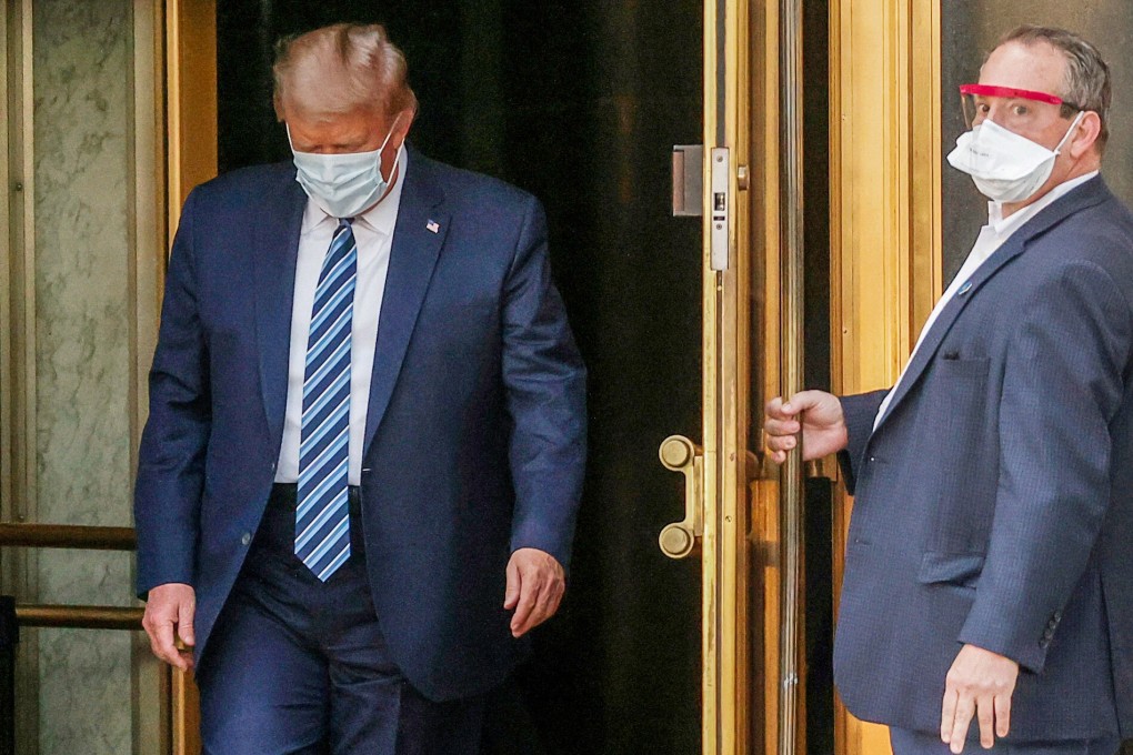 US President Donald Trump leaves Walter Reed National Military Medical Center after treatment for Covid-19 to return to the White House, on Monday. Photo: Reuters