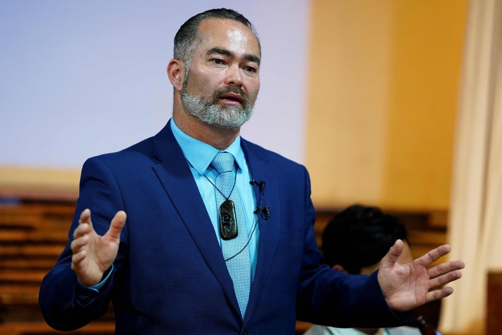 Aspiring New Zealand politician Billy Te Kahika Jnr speaks at a campaign rally in Mangawhai in September. Photo: AFP