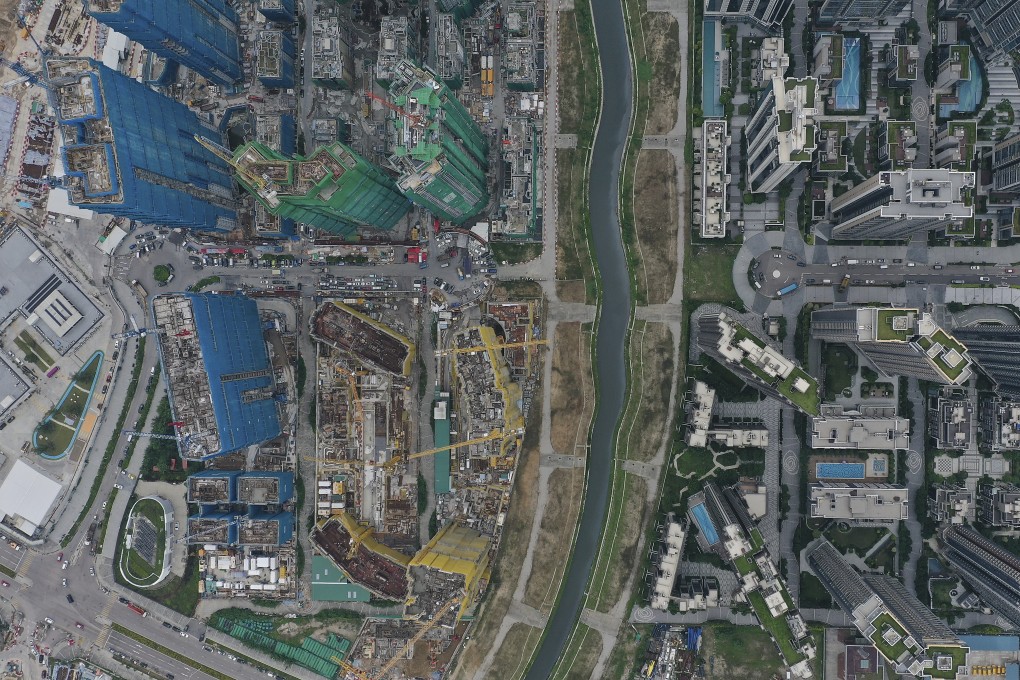 An aerial view of the Kai Tak Nullah, one of the main drainage channels for the Kowloon East area, where experts suggest testing sewage for Covid-19 should begin. Photo: Sam Tsang