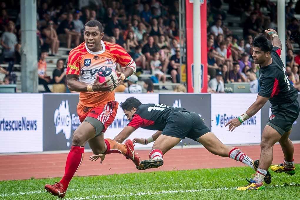 Hong Kong-based South China Tigers playing the Asia-Pacific Dragons in the Global Rapid Rugby 2019 season in Aberdeen Sports Ground. Photo: Ike Images
