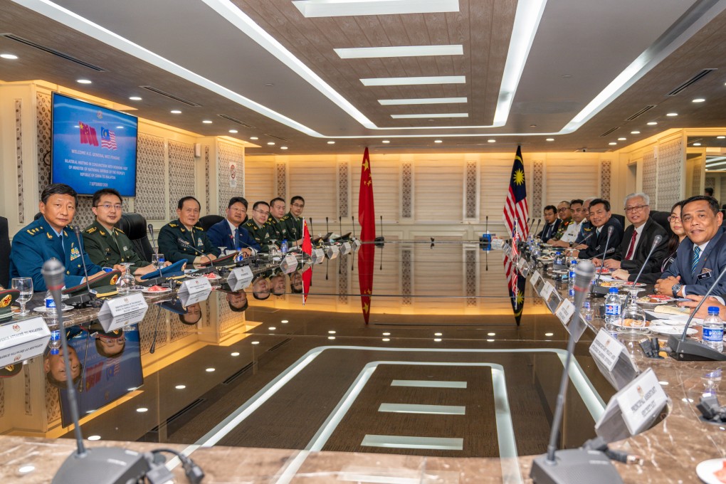 A visiting Chinese delegation including China’s Defence Minister Wei Fenghe, left, holds talks with Malaysian Defence Minister Ismail Sabri Yaakob and other officials in Kuala Lumpur last month. Photo: Xinhua