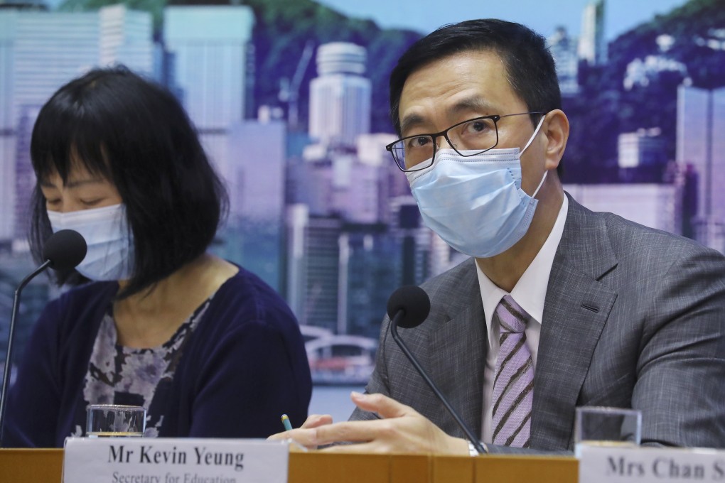 Permanent Secretary for Education Michelle Li and Secretary for Education Kevin Yeung meet the press at the government headquarters in Admiralty on October 6. Photo: Dickson Lee