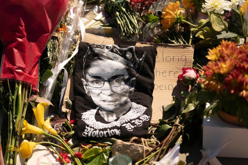A makeshift memorial for late US Supreme Court Justice Ruth Bader Ginsburg in Washington, DC. Photo: AFP