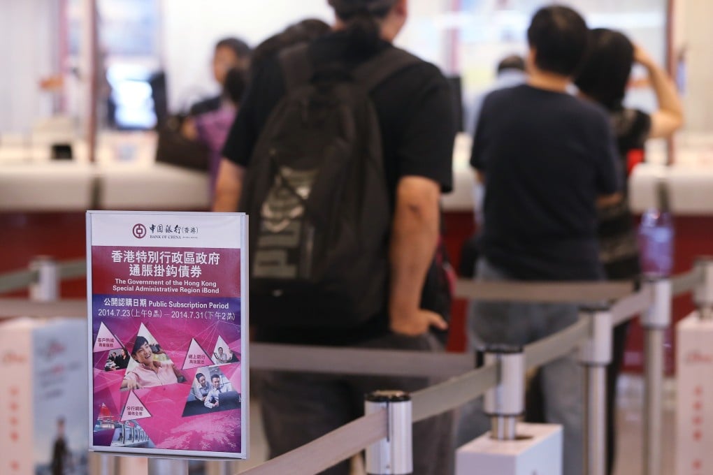 A poster of iBond promotion seen here in the Bank of China branch in Cental, Hong Kong when the bonds were sold in 2014. Photo: SCMP