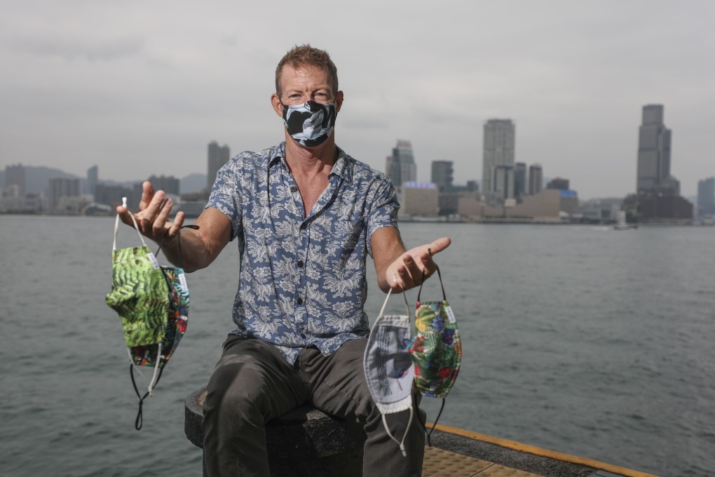 Doug Woodring, founder of Ocean Recovery Alliance, with reusable masks from the SpyHop Facewear collection that supports shark protection. Photo: Xiaomei Chen