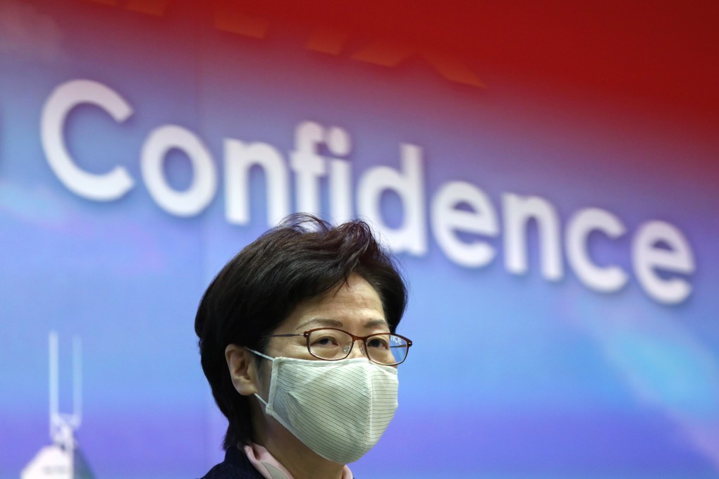 Chief Executive Carrie Lam meets the press at the Hong Kong government headquarters in Admiralty on September 29. Photo: Nora Tam